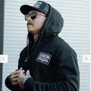 Dixxon Flannel Company: Billboard Zip Up Hoodie, Black/White, Men's LARGE